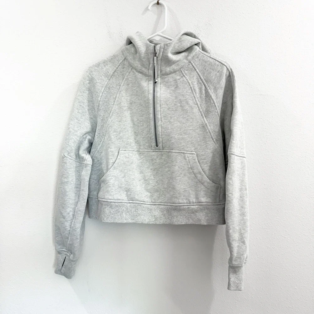 Lululemon Hoodie XS/S Scuba Oversized Half 1/2 Zip Gray Crop Fairy Athlesure